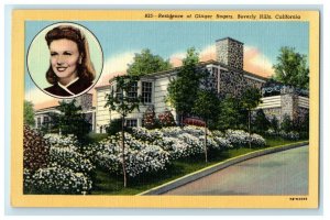 c1920's Residence Of Ginger Rogers Beverly Hills California CA Vintage Postcard 