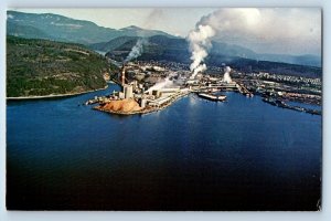 Powell River British Columbia Canada Postcard Giant Newsprint Pulp Air View 1996