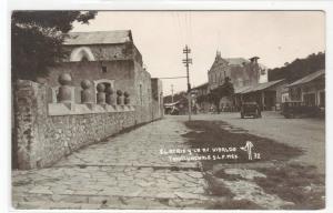 El Atrio La Avenida Hidalgo Cars Tamazunchale SLP Mexico RPPC 1940s postcard