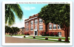 ARCADIA, Florida FL ~ Grammar School DE SOTO COUNTY HIGH SCHOOL 1930s Postcard