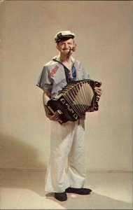 JACK WHITE Original Impersonator POPEYE w Accordion Old Postcard