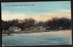 3820) Michigan BAY CITY Kawkawlin River Scene Cottages - Divided Back