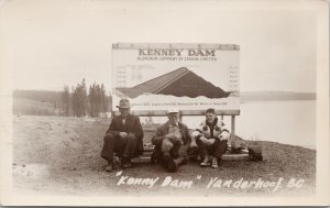Kenny Dam Vanderhoof BC 3 Men Aluminum Co of Canada Real Photo Postcard E67