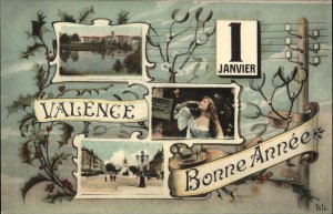 Valence France FR Bonne Annee New Year c1910 Vintage Postcard