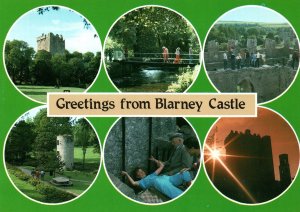 VINTAGE CONTINENTAL SIZE POSTCARD GREETINGS FROM BLARNEY CASTLE IRELAND