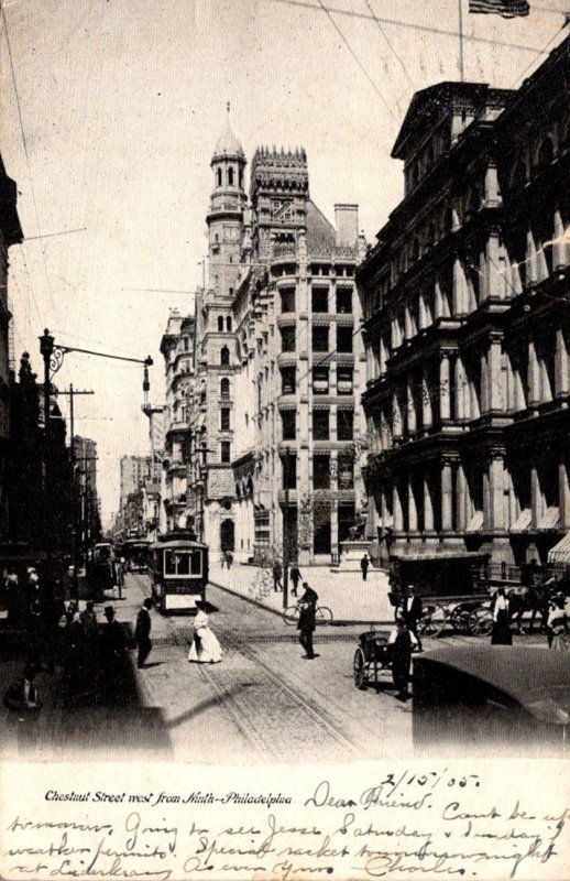 Pennsylvania Philadelphia Chestnut Street West From Ninth 1905