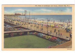 Boardwalk, Atlantic City, New Jersey, Vintage 1943 Linen Postcard