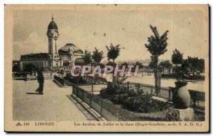 Limoges Old Postcard The July gardens and train station (Roger Gonthier)