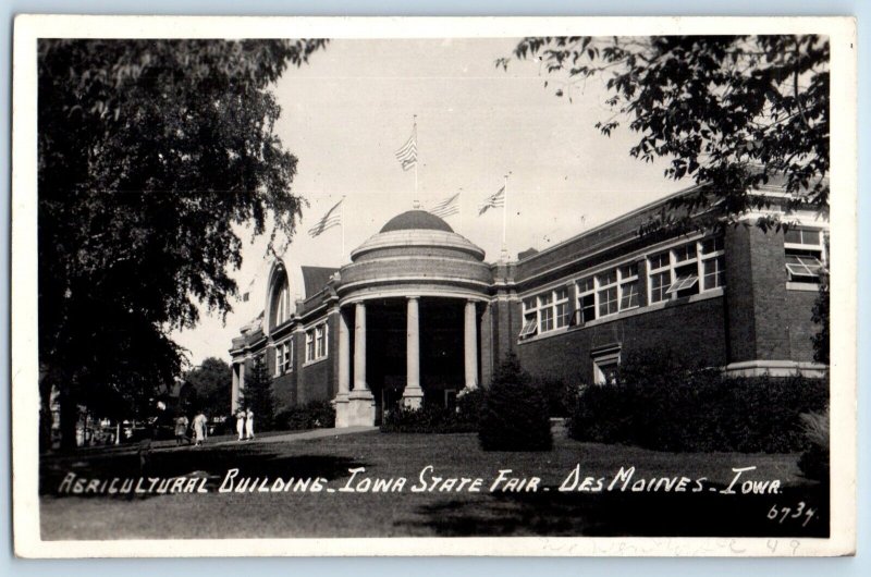 Des Moines Iowa IA Postcard RPPC Photo Agricultural Building Iowa State Fair