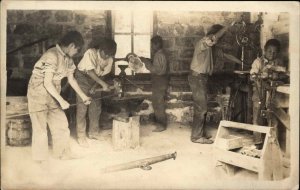 Indian Children Blacksmith Shop Arizona? School Child Labor? c1910 RPPC
