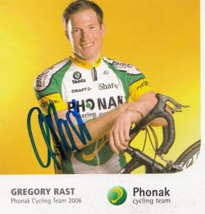 Gregory Rast Swiss Cycling Champion Phonak Team Hand Signed Photo