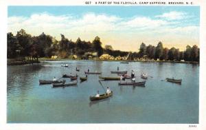 Brevard North Carolina Camp Sapphire Row Boats Antique Postcard K65350