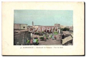 Old Postcard Marrakech Merchants Reeds View Souk