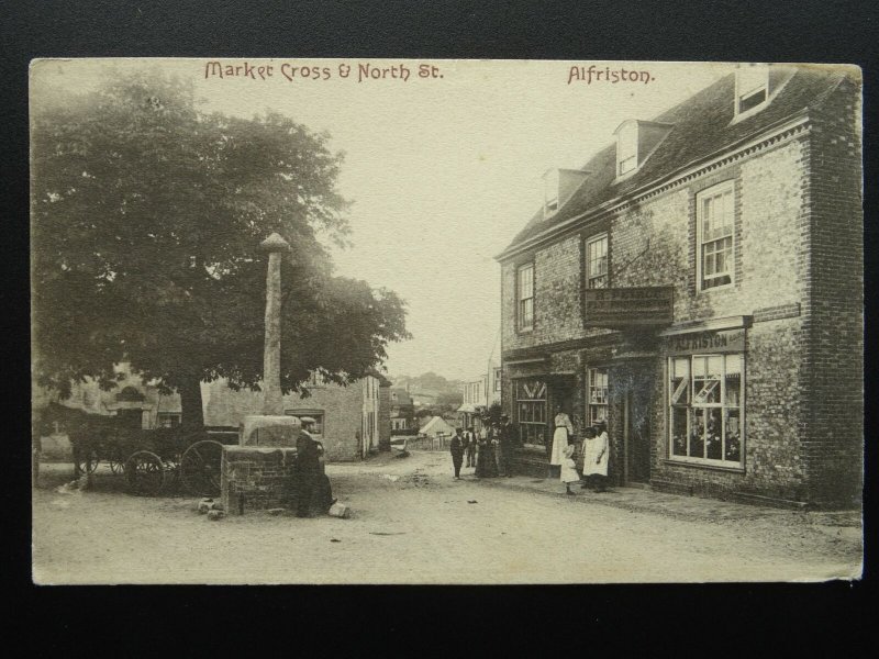 ALFRISTON Market Cross & North St. showing H. PEIRCE Village Shop c1907 Postcard 