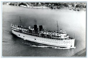 c1950's Steamer Ship SS South American Lake Shoreline View RPPC Photo Postcard