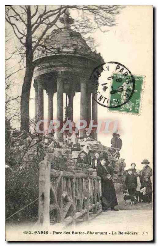 Postcard Old Paris Buttes Chaumont Park Belvedere