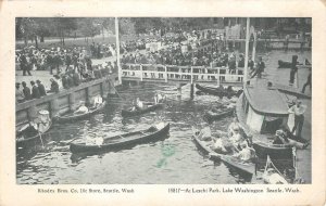 Boats At Leschi Park, Lake Washington, Seattle Rhodes Bros 1908 Vintage Postcard