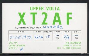 Upper Volta QSL Radio Card 1972 B22