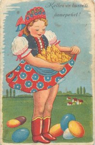 Lot 14 Easter folklore & traditions greetings postcards drawn children Hungary 