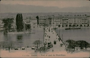 B576 Switzerland Geneve pont et quai du Mont-Blanc 1900s