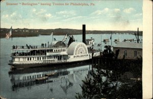 TRENTON NJ Steamer Steamship Burlington c1910 Postcard