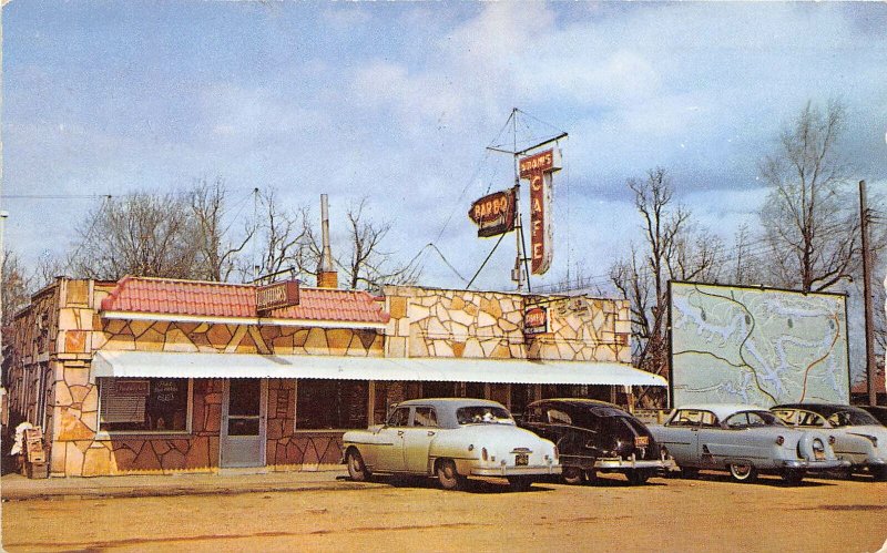 Adams Cafe Cars Camdenton Lake of the Ozarks Missouri 1954 postcard