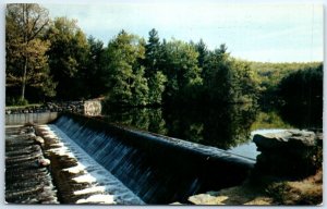 Postcard - Dam and spillway, Old Sturbridge Village - Sturbridge, Massachusetts