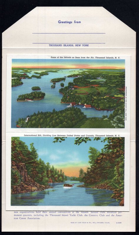 FOLDER THOUSAND ISLANDS New York along St Lawrence LINEN with 16 Postcard Views