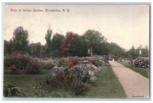 1908 View Italian Garden Broadalbin New York Vintage Posted Handcolored Postcard 