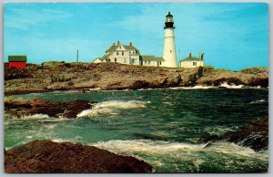 Vtg Maine ME Portland Head Light First Lighthouse Beacon Coast View Postcard