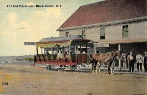 Block Island RI At Edgar H. Willis Horse Drawn Trolley Postcard