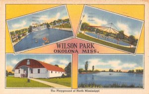 Okolona Mississippi Wilson Park Linen Vintage Postcard AA26279