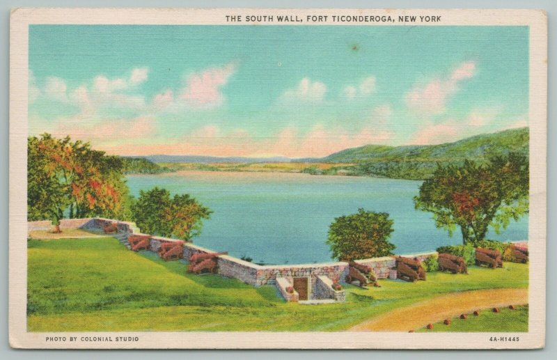 Fort Ticonderoga New York~The South Wall~Vintage Postcard