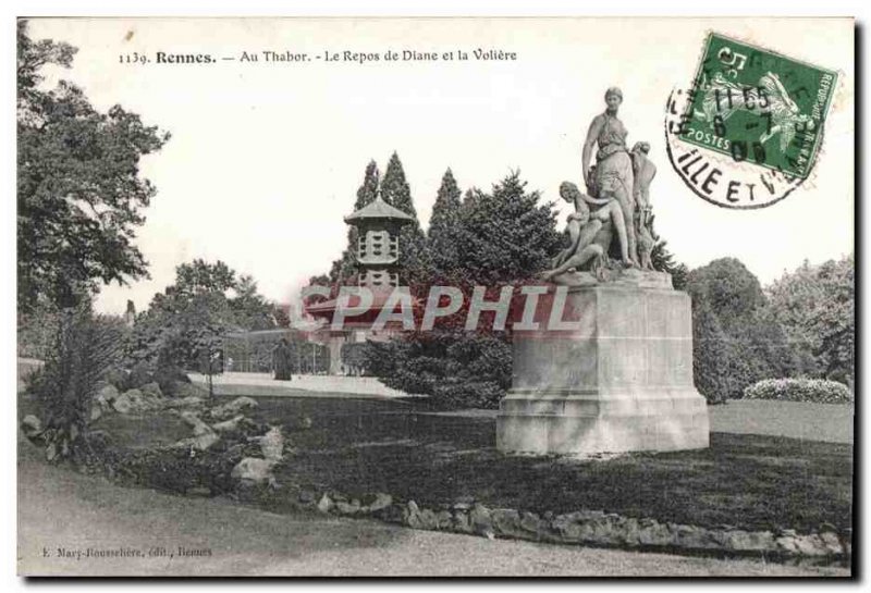 Old Postcard Rennes Tabor At Diane's Rest and the Voliere