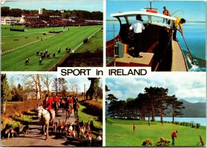 Postcard ISport in Ireland - fishing golfing fox hunt horseracing