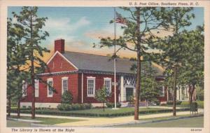North Carolina Southern Pines Post Office With Library At Right Curteich