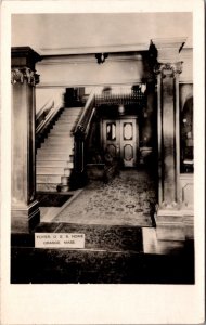 Real Photo Postcard Foyer, O.E.S. Home in Orange, Massachusetts