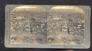 REAL PHOTO ROME ITALY BIRDSEYE VIEW FROM ST. PETERS CHURCH STEREOVIEW CARD