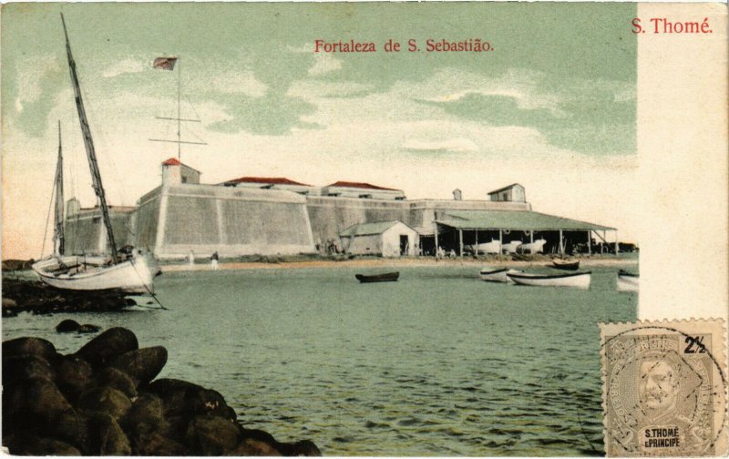 PC CPA ANGOLA, S. THOMÉ, FORTALEZA DE S. SEBASTIAO, VINTAGE POSTCARD (b20835)