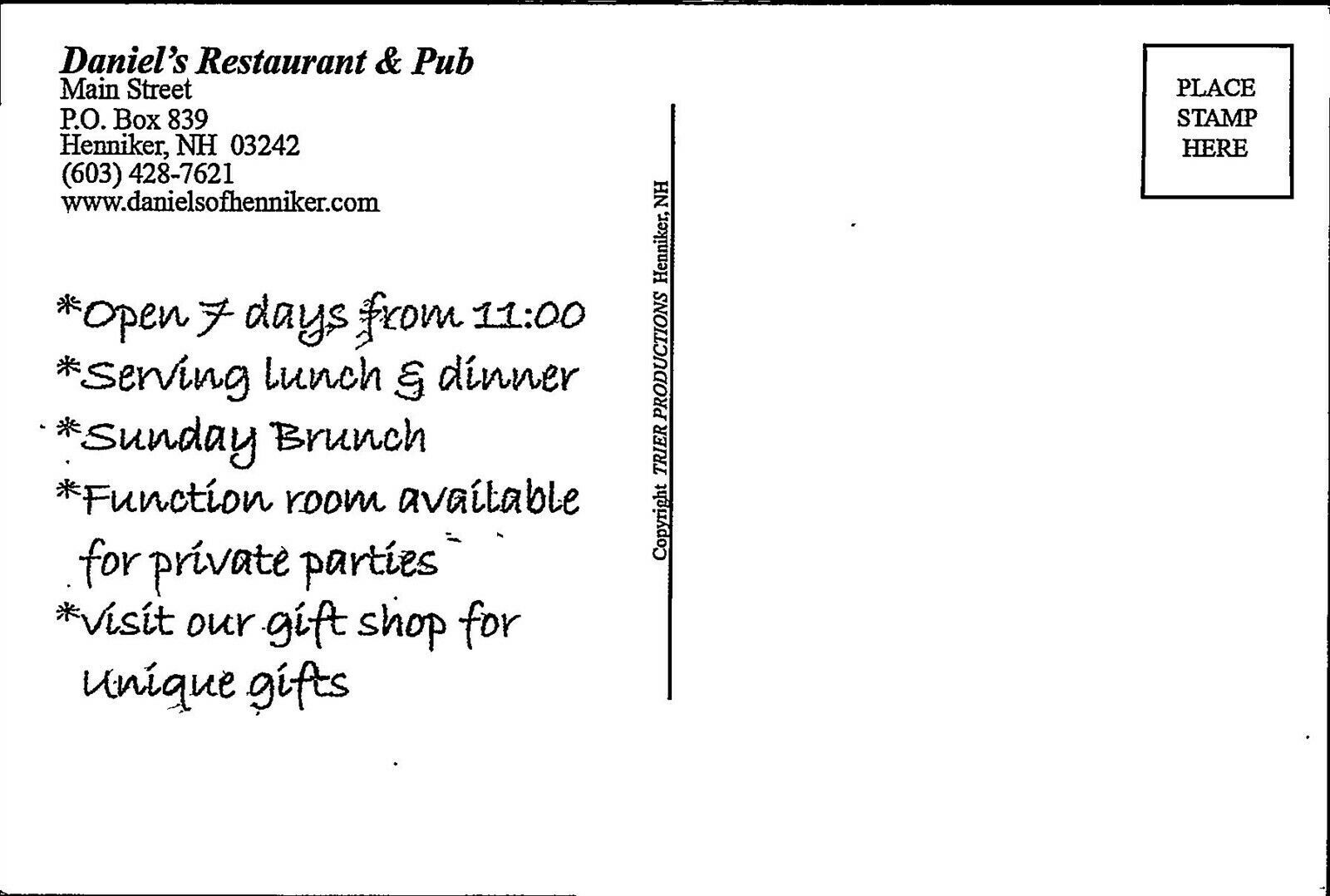 PostcardDaniel's Restaurant & PubContoocook RiverHenniker, NH4"x6