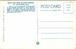 Historic Fort Marion St Augustine Florida Birds Eye View River WB Postcard 