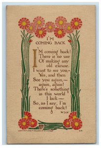 c.1910 Volland Arts And Crafts Poem Floral Border Vintage Postcard F51