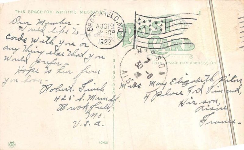 Brookfield Missouri view from street of Elliott Hotel antique pc DD7588