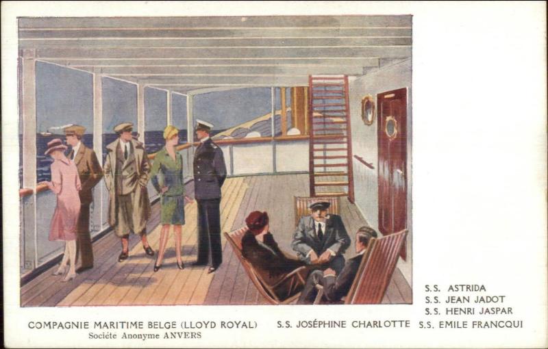 Compagnie Maritime Belge Lloyd Royal Steamship On Deck SS Josephine Charlotte