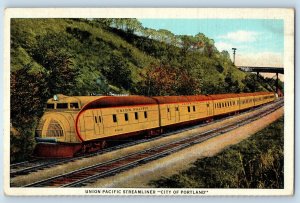 c1910's Union Pacific Railroad Streamliner Train City Of Portland Postcard