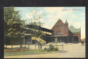 HARTFORD CONNECTICUT RAILROAD DEPOT TRAIN STATION CT. VINTGAE POSTCARD