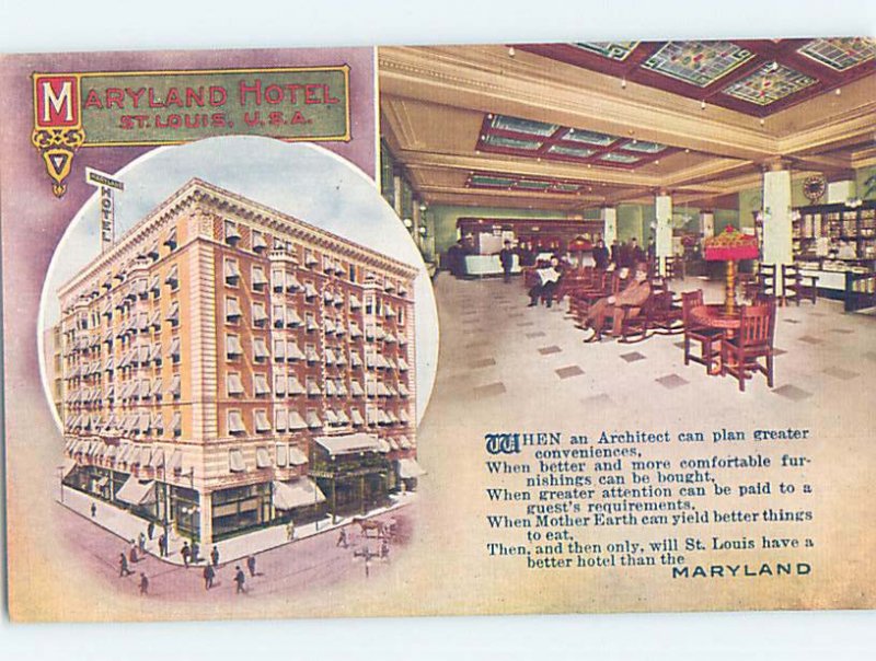 Divided-back HOTEL SCENE St. Louis Missouri MO AE2226