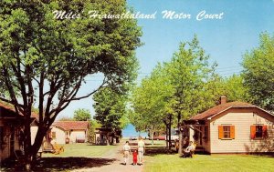 Hiawathaland Motor Court St Ignace, MI Roadside Lake Huron '60s Vintage Postcard 