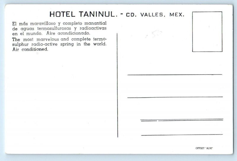 Ciudad Valles San Luis Potosi Mexico Postcard Bar Otates Hotel Taninul c1930s