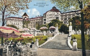Czech Republic Karlovy Vary Karlsbad Hotel Imperial Mit Terrasse Postcard 08.11